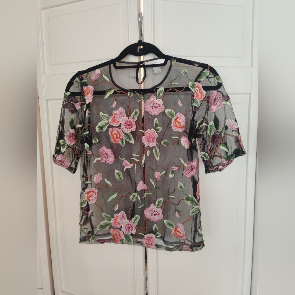 Sheer floral lace top